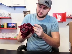 Skinny gay twink enjoys hot solo jerk off on bed