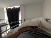 PUBLIC HOSTEL - showing my morning wood while another guy is under me