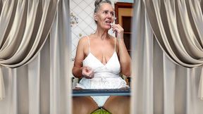 Hot Housewife Lukerya Flirts in the Kitchen and Engages in Passionate Masturbation.