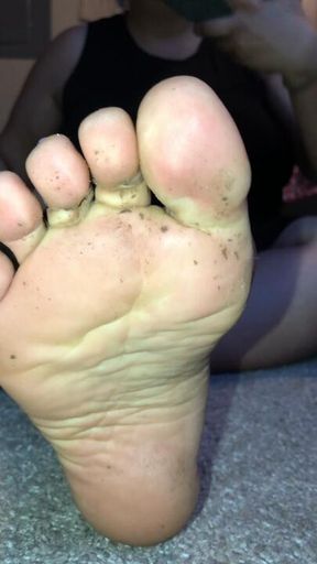 Dirty, stinky soles ready for a cleaning