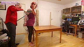 Experiment: Girl In Tight Hogtie On Table!