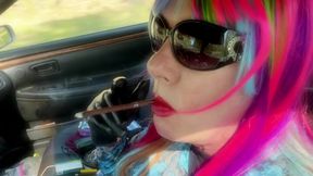 DRIVING WITH MISS ROMAN -- MORE 120 MENTHOLS -- CD TG GLOVES - LONG CIGARETTES