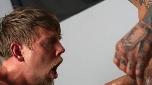 BROMO.com - Tattooed Steve Rickz & Bo Sinn throat fuck video