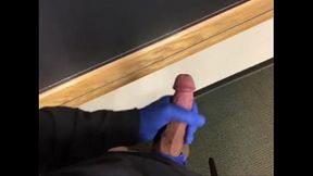 Jerk my big hard throbbing cock in college classroom and blow cumshot on chalk board