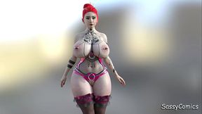 Sexy Japanese Beauty wearing crotchless pink leather lingerie with camealtoe pussy - sassycomics