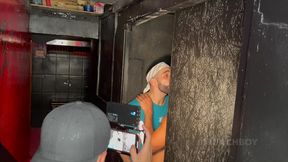 fucked bareback in backroom in madrid in leather outfits