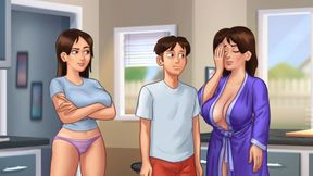 Summertime Saga - Hot Busty MILF Landlady Helps With Her Tenant&#039;s Wet Dreams They Get Caught! - By DarkCookie