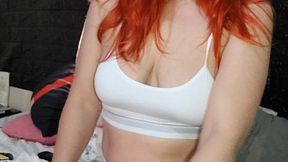 Smoking my last 2 Marlboro red with coughs and hoarse voice - white bra and panties