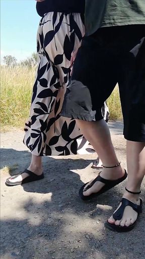 Walk with Nylonjunge in Birkenstocks