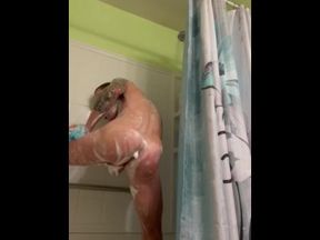 Trans girl Erika Chloe Taylor plays with herself and jizzes in the shower