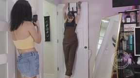 Hanging Wedgies in Overalls for Josie Jo