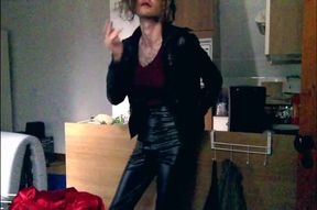Leather Trans Slut Smokes Sprays Tits Gushes Cum Flood