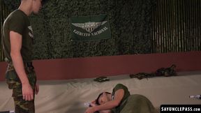 Mateo Roger pranking cadet Frank Bauer turns into hazing fuck