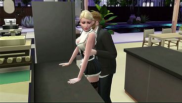 Empregada safada &eacute_ fodida pelo chefe em casa. The Sims