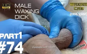 Hot amateur girl gives a hand-job during a male waxing session