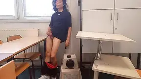 Smooth Twink Flicks Himself Off in Class, Blasts Creamy Load Dangerously –