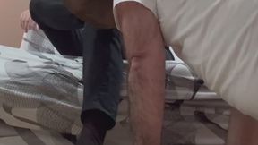 My Slave Licks the Soles of My Dress Shoes and Sniffs My Socks After a night out.