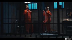Latina babe gets wild and frozen in a mixed prison role-play