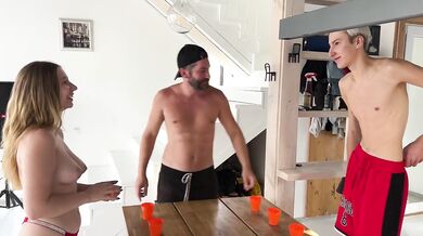 Stepdaddy wrecks his cute boy and his boys in a bareback threesome