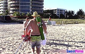 Bikini teens sucking and fucking a strangers big dick