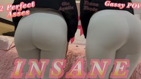 Insane Face Farting POV - White Leggings & Bare Ass - Gia Aquila & Tessa Toots
