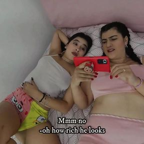 Bisexual stepsisters get horny watching a lesbian video - Porn in Spanish