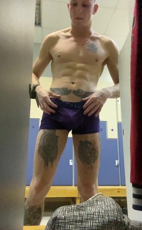 After a very intense workout, I undressed in the locker room and got a little horny