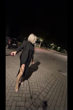 Sissy Walks Outdoors in Her Sexy Outfit