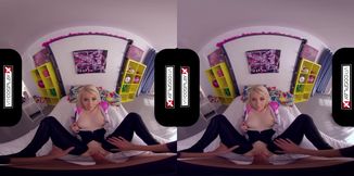 Naughty blonde babe VR crazy porn scene