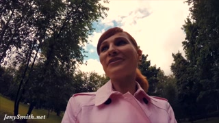 Jeny Smith fully naked in a park got caught