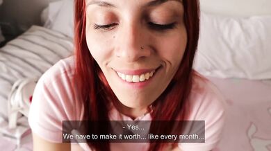 POV babysitter swallows boss's thick cum for raise