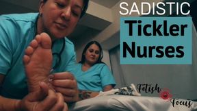 Sadistic tickler nurses 1 - Two crazy nurses experiment exotic tickling techniques on a completely helpless patient in bondage situation