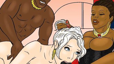 White Slave Girl Serving her Black Masters - Interracial Comics Video