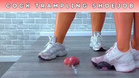 Goddess Amber & Miss Lucy - Stomping Your Balls & Edging Your Cock Under Our Sweaty Gym Trainers - Slave POV (227B) - Cock & Balls Trampling Shoejob