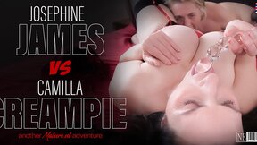 Big tit MILFs Camilla Creampie and Josephine James have a lesbian affair