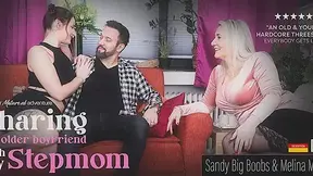 An Old And Legal-age Threesome With Milf Sandy Big Boobs, Her Stepdaughter Melina May And Her Boyfriend