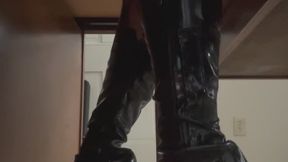 Sinister Piano Pedal Pumping Tease With Laughing in Latex Boots + Sole Showoff