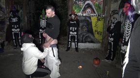 Fucked bareback by straight for Halloween night
