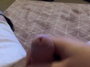 Fat guy with micropenis wanks off with explosive cumshot