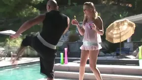 Lucky guy pounds both blonde and ebony babes roughly