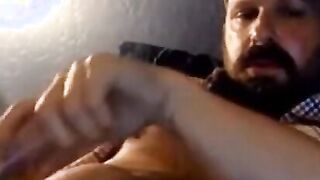 Bearded Muscle Daddy Jerks Off in Truck