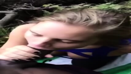 Amateur White Slut Sucks BBC In The Woods