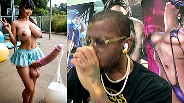 Asian Transgender Girl Filling Up Balloons With Her Transgender Cum, AI Generated