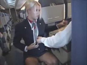 Sexy Stewardess does blowjob passenger