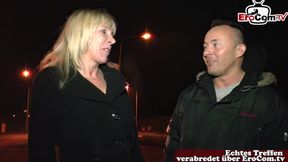 Blonde German milf towed on the street for sex