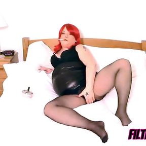 BBW Domme Tina Snua Smoking In Tights &amp; Giving A Leg Show