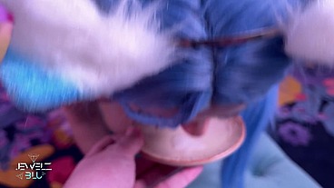This little kitty takes the biggest creampie