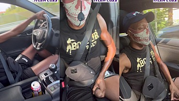 wanking my dick in my car in public