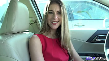Horny MILF sucks a guys dick in his parked car on lunch break