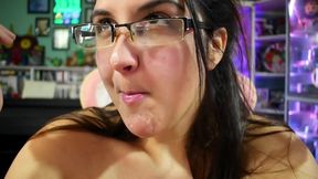 Gamer Girl Closeup Double Gum Bubbles - Bunny Looner